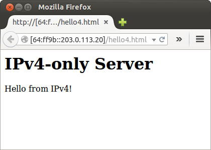 Figure 1 - IPv4 TCP from an IPv6 node